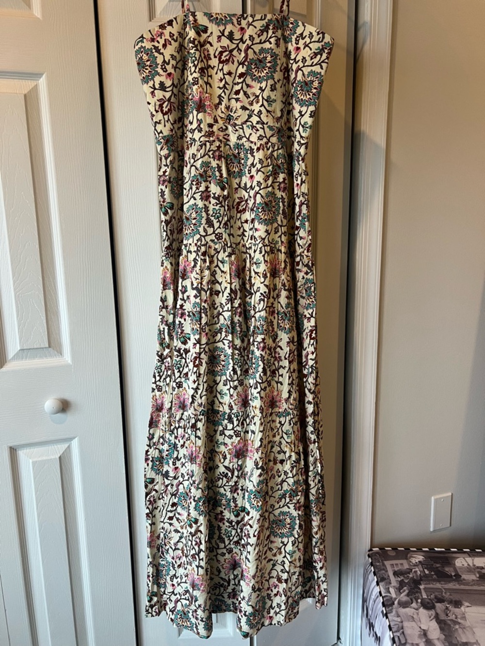 RAGA Cream Maxi Dress with Teal & Mauve Floral Print
